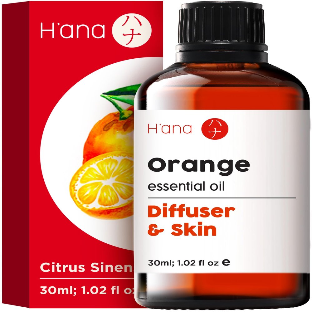 H'ana Orange Essential Oil - 1.02 Fl Oz - for Hair, Skin, Diffuser, Aromatherapy, DIY Candle & Soap Making