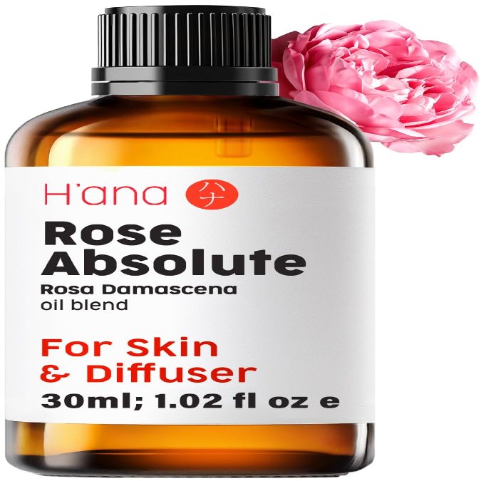 H'ana Rose Essential Oil - 1.02 Fl Oz - for Hair, Skin, Diffuser, Aromatherapy, DIY Candle & Soap Making