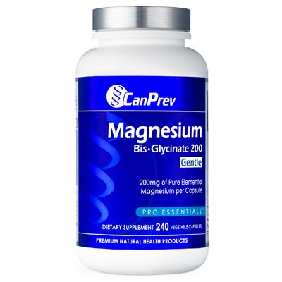 CanPrev Magnesium BisGlycinate Gentle 200mg, 240 v-Caps 240-Day Supply - Pure Elemental Magnesium Supplement, Supports Bone and Muscle Function, Gentle on Stomach, Perfect for Daily Magnesium Needs