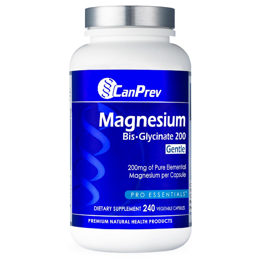 CanPrev Magnesium BisGlycinate Gentle 200mg, 240 v-Caps 240-Day Supply - Pure Elemental Magnesium Supplement, Supports Bone and Muscle Function, Gentle on Stomach, Perfect for Daily Magnesium Needs