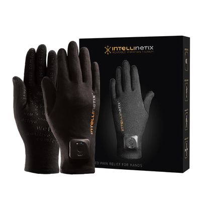 Brownmed Intellinetix Therapy Gloves - Compression Hand Gloves for Pain Relief - Wearable Vibration Therapy Massager - Large