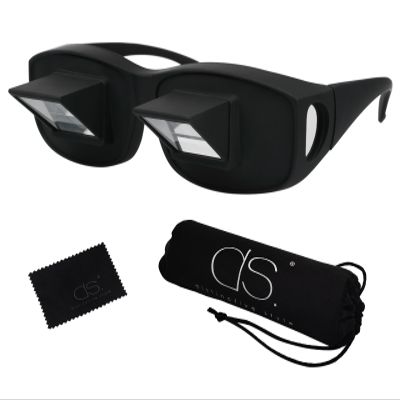 DS. DISTINCTIVE STYLE Lazy Readers Glasses Prism Glasses Lying Down Bed Horizontal Watching TV Reading Spectacles Horizontal Glasses - Black