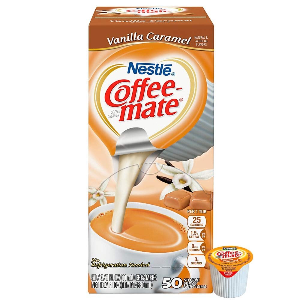 Coffee mate Liquid .375 oz Creamer Singles Vanilla Caramel 50 Ct Box (Pack of 1)
