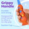 Trueocity Kids Toothbrush 4 Pack - Soft Contoured Bristles - Child Sized Brush Heads (3-10 Year Old) - Suction Cup for Fun & Easy Storage - Girl & Boy Set (Blue & Orange) view 4