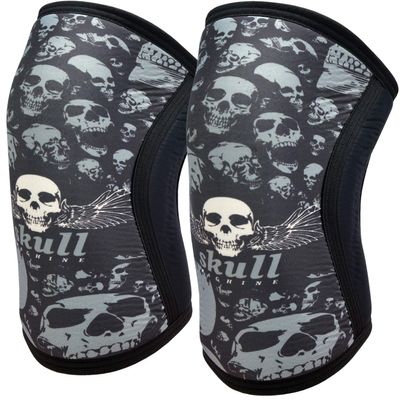 Knee Sleeves (1 Pair), 7mm Neoprene Compression Knee Braces, Great Support for Cross Training, Weightlifting, Powerlifting, Squats, Basketball and More (Skull, Medium)