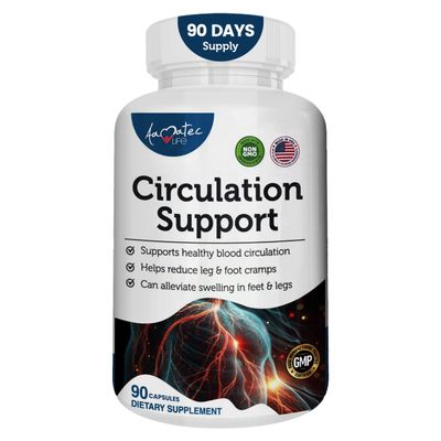 AAMATEC LIFE Blood Circulation Support Supplement for Arteries & Veins Health- Natural Cardiovascular Pills with L-Arginine, Ginger Root- Promotes Healthy Blood Flow & Heart Health- 90 Capsules
