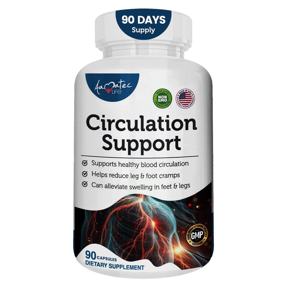 AAMATEC LIFE Blood Circulation Support Supplement for Arteries & Veins Health- Natural Cardiovascular Pills with L-Arginine, Ginger Root- Promotes Healthy Blood Flow & Heart Health- 90 Capsules