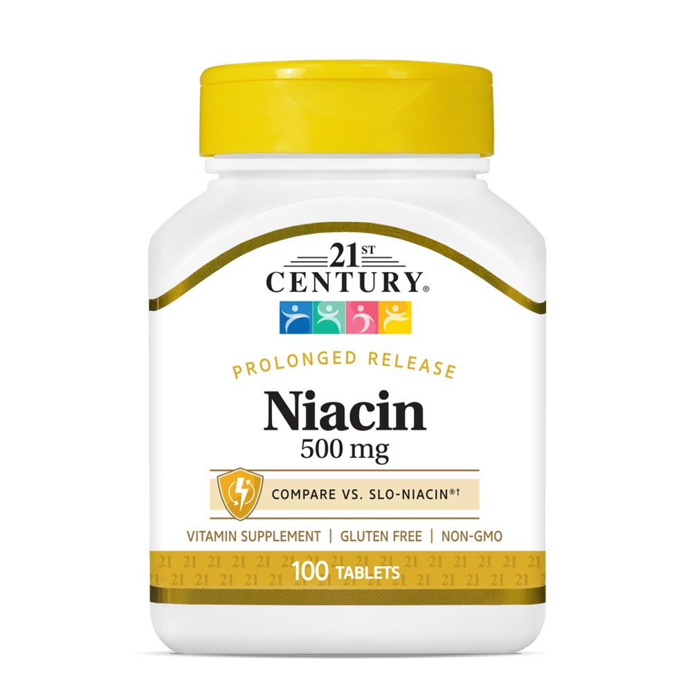 21st Century Niacin 500 mg Prolonged Release Tablets, 100 Count (27474)