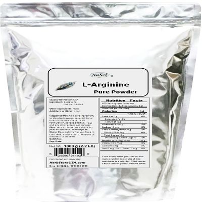 NuSci L-Arginine Powder Pure Base Form (1000 Grams (2.2 lb))