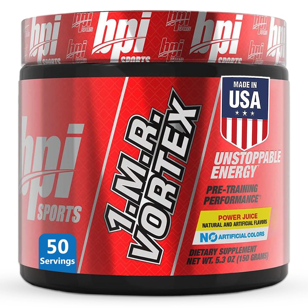 BPI Sports 1.M.R Vortex Pre Workout Powder  High Stim Preworkout for Men & Women with Glycerol, Caffeine, Niacin, and Herbal Extracts  Energy, Focus & Endurance  Power Juice  50 Servings