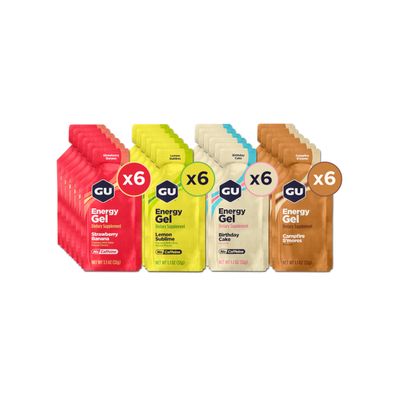 GU Energy Original Sports Nutrition Energy Gels, 24-Count, Vegan, Gluten-Free, Kosher, and Dairy-Free On-the-Go Energy for Any Workout, Assorted Caffeine-Free Flavors Variety Pack