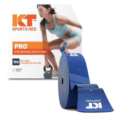 KT Tape, PRO Synthetic Elastic Kinesiology Athletic Tape, 150 Count, 10 Precut Strips, Sonic Blue