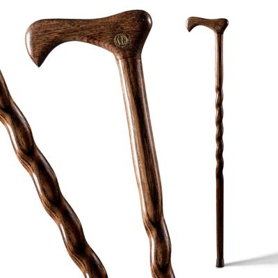 Brazos Handcrafted Wood Walking Cane, Twisted Oak, Traditional Style Handle, for Men & Women, Made in The USA, Brown, 37"