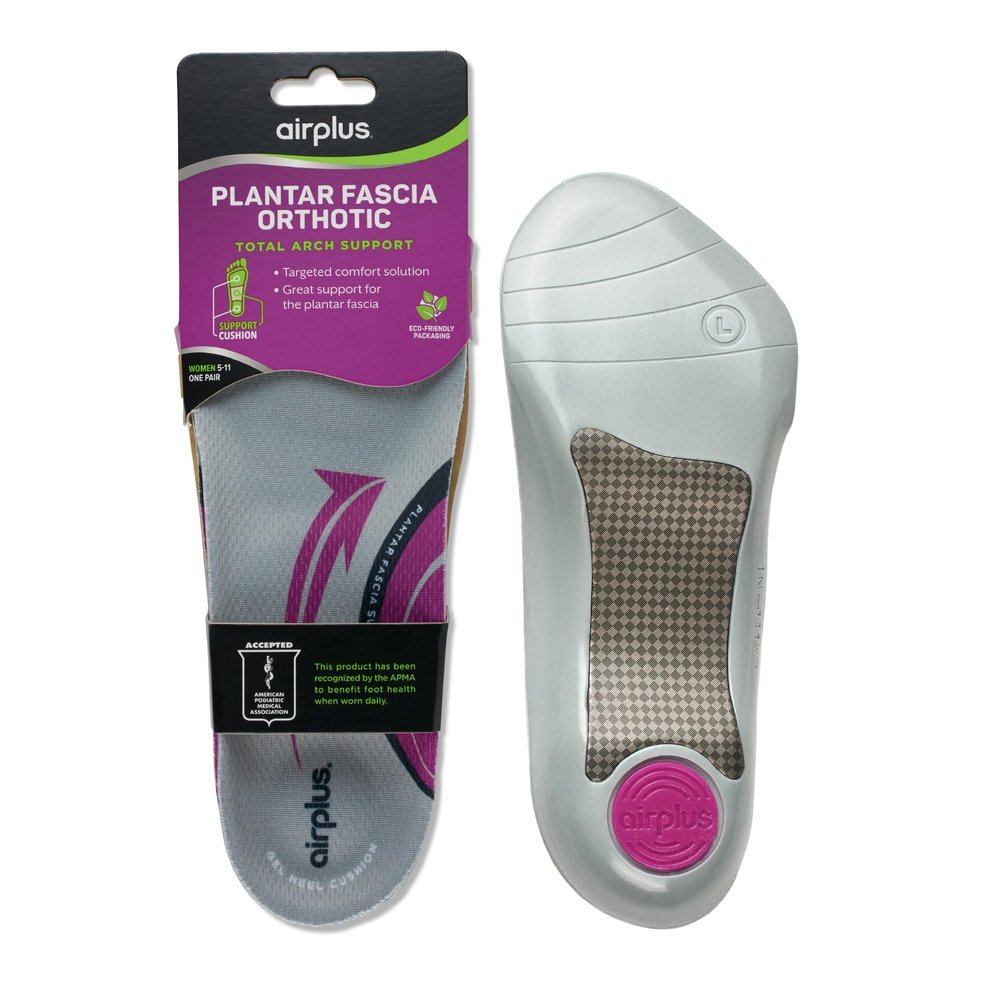Airplus Plantar Fasciitis Orthotic 3/4 Length Shoe Insole- Foam Shell & Gel Heel - Deep Heel Cup, Full-Foot Arch Support - Soft Cushioning & Stability-APMA Certified-Fits Most Shoes & Boots - Unisex