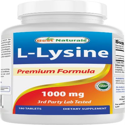Best Naturals L-Lysine 1000mg 180 Tablets - Double Strength Lysine for stronger immune health & cold sores