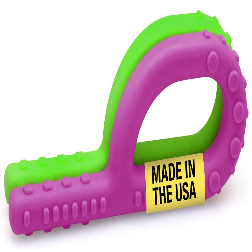 ARK Textured Grabber Sensory Chew Combo, Sensory Toys for Kids and Adults, Chewy Fidget for Autism, ADHD, SPD, Anxiety, Medical-Grade Oral Motor Therapy Tools, Standard/XT, Magenta/Lime Green