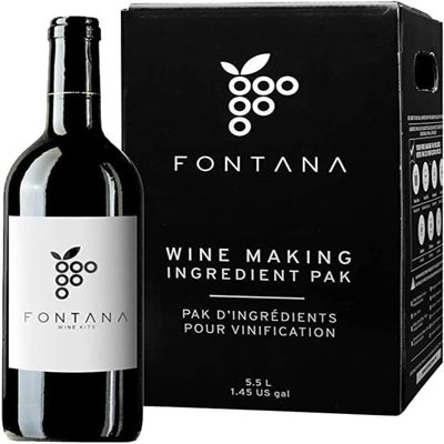 Fontana Wine Making Ingredient Kit - Merlot 6 Gallon DIY Kit | Premium Ingredients | Makes 30 Bottles
