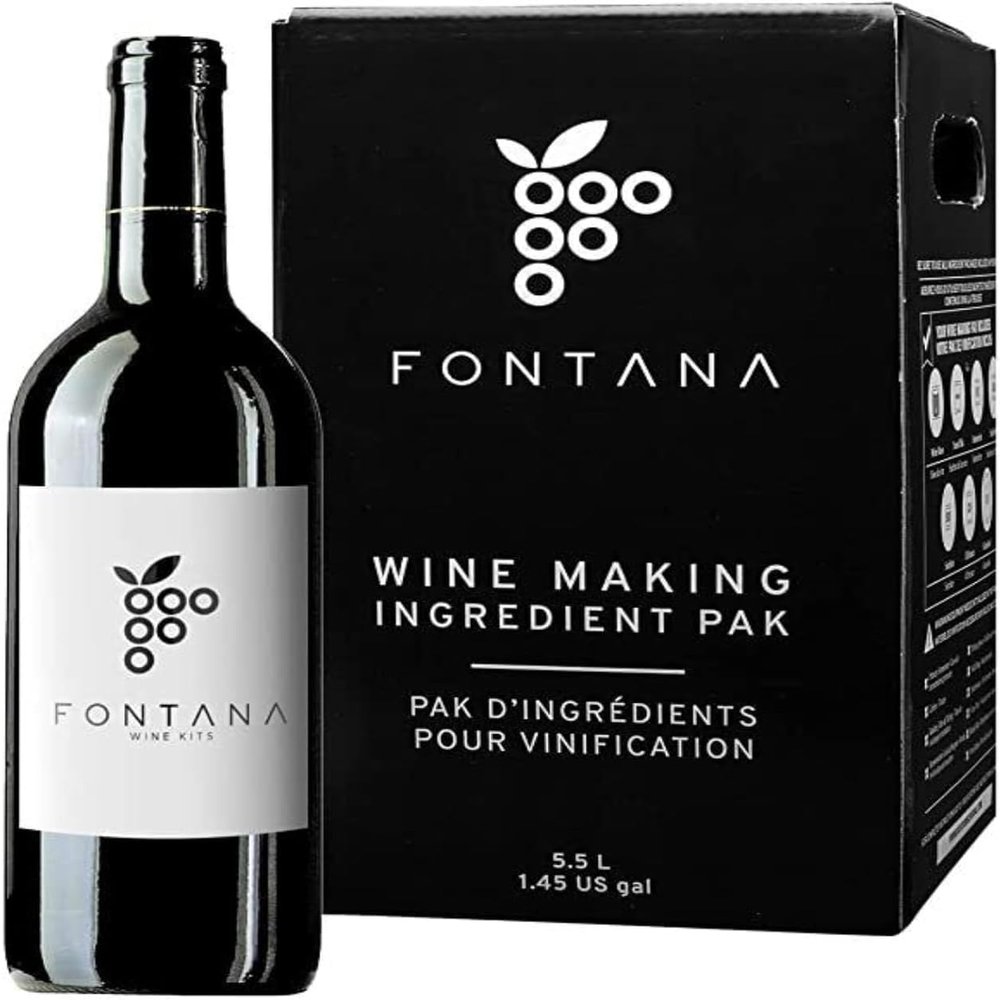 Fontana Wine Making Ingredient Kit - Merlot 6 Gallon DIY Kit | Premium Ingredients | Makes 30 Bottles