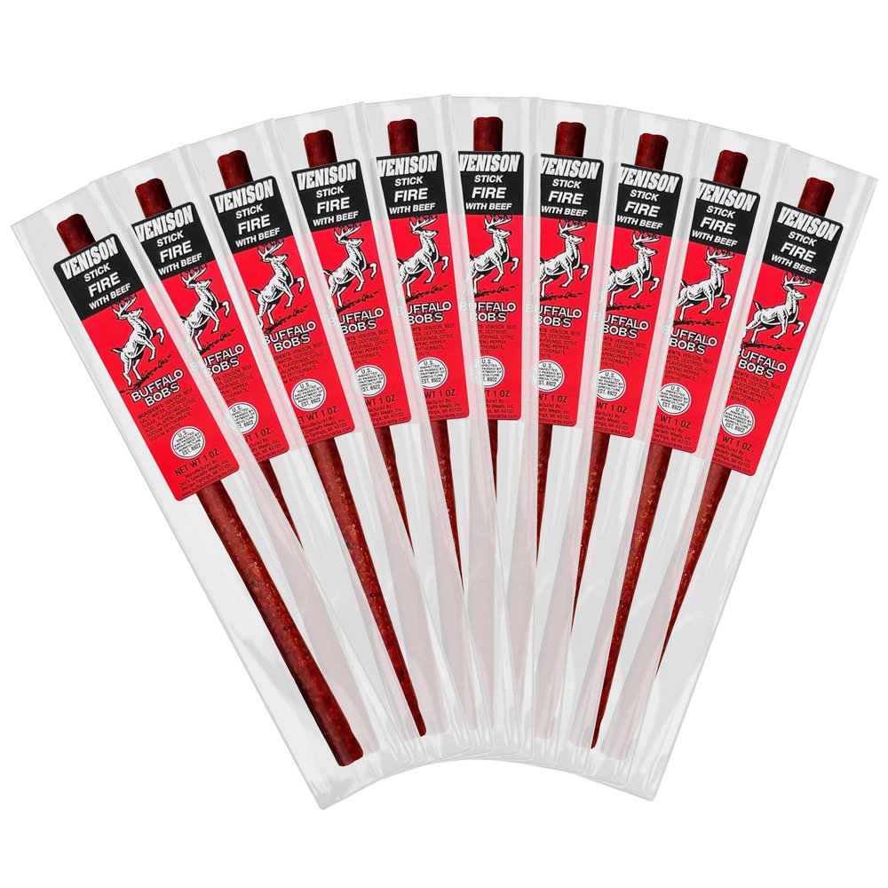 Buffalo Bob's Wild Game Meat Snack Stick - Venison Fire Stick 10 Pack