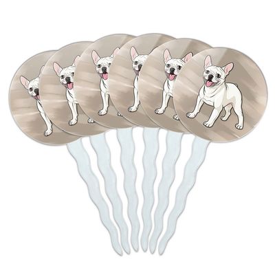 Set of 6 Cupcake Picks Toppers Decoration Dog Puppy - French Bulldog