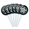Set of 6 Cupcake Picks Toppers Decoration Automotive Racing Number - Tire view 1
