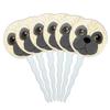 Set of 6 Cupcake Picks Toppers Decoration Dog Puppy - Pug Face view 1