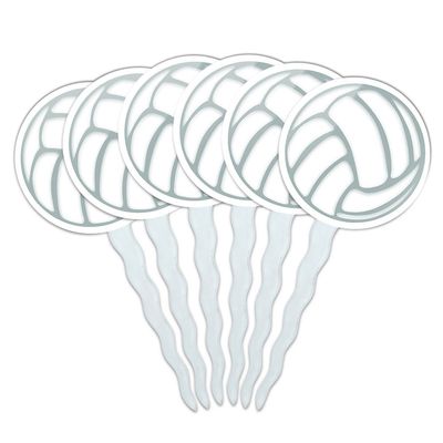 Set of 6 Cupcake Picks Toppers Decoration Sports and Hobbies - Volleyball
