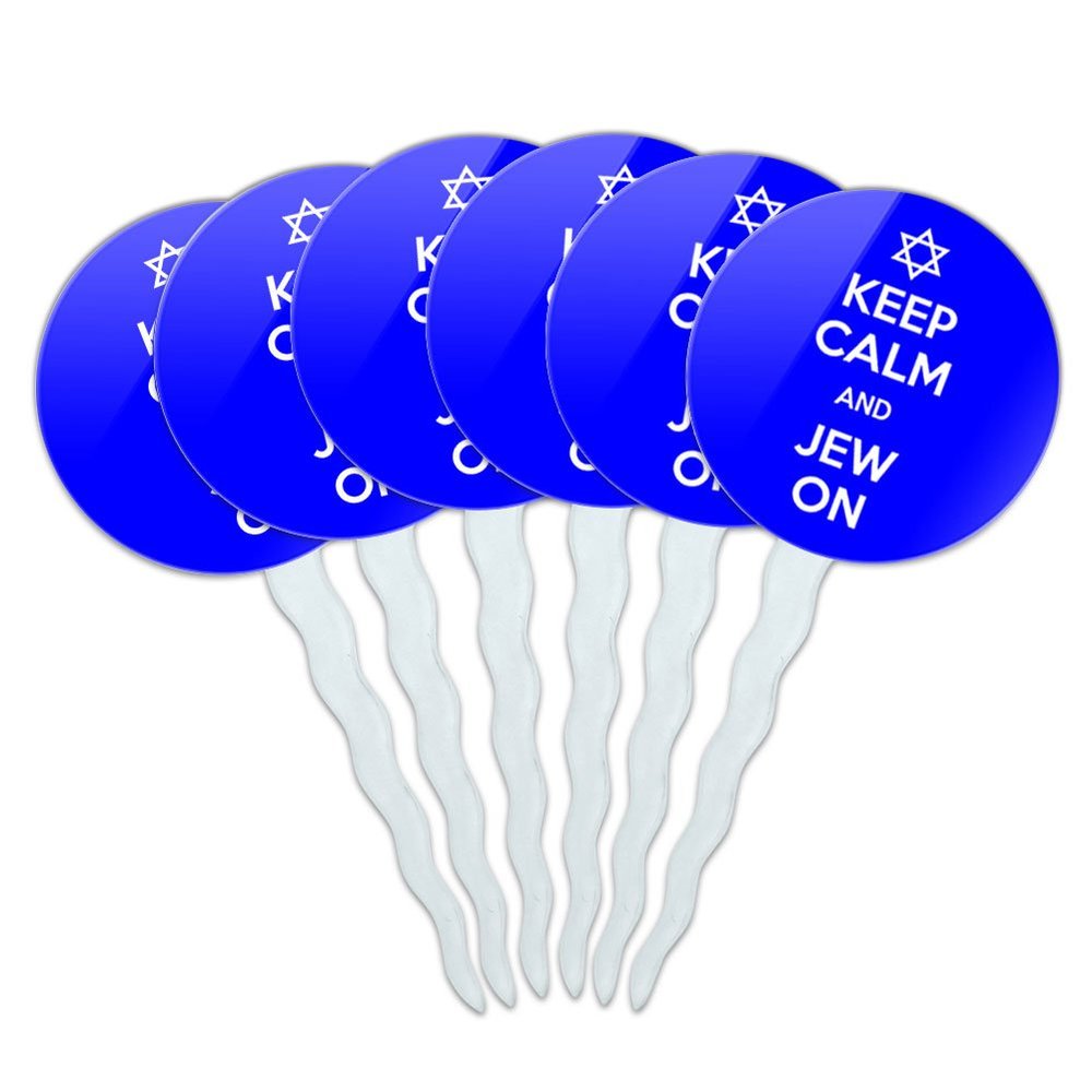 Set of 6 Cupcake Picks Toppers Decoration Keep Calm and H-O - Jew On Jewish - Keep Calm and