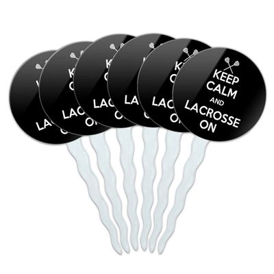 Set of 6 Cupcake Picks Toppers Decoration Keep Calm and H-O - Lacrosse On Sports - Keep Calm and
