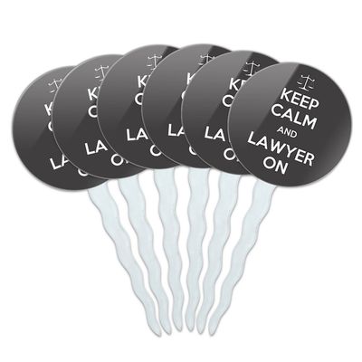Set of 6 Cupcake Picks Toppers Decoration Keep Calm and H-O - Lawyer On - Keep Calm and