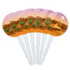 Set of 6 Cupcake Picks Toppers Decoration Places and Things - Pyramids Giza Desert Egypt Camel view 1
