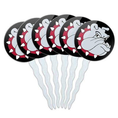 Set of 6 Cupcake Picks Toppers Decoration Dog Puppy - Bulldog Dog