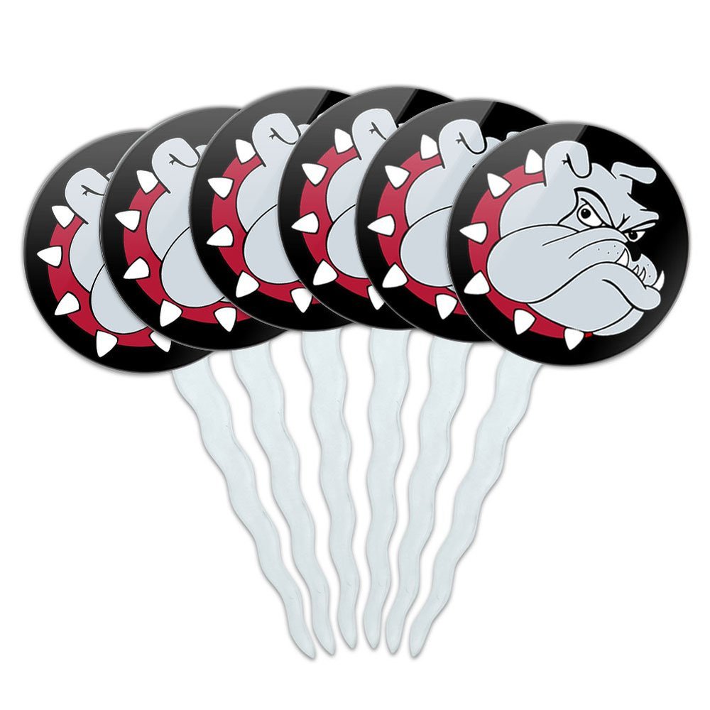 Set of 6 Cupcake Picks Toppers Decoration Dog Puppy - Bulldog Dog