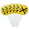 Set of 6 Cupcake Picks Toppers Decoration Symbols - Railroad Crossing Traffic Sign Train view 1
