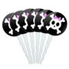 Set of 6 Cupcake Picks Toppers Decoration Pirate Skull Crossbones - Girly Skull With Hairbow view 1