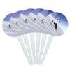 Set of 6 Cupcake Picks Toppers Decoration Sports and Hobbies - Skiing Down Mountain Skier Snow Skis view 1