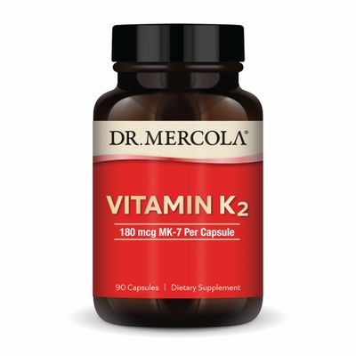 Dr. Mercola Vitamin K2-180 mcg Vitamin K2 as MK-7 - Supports Healthy Arterial Function & Heart Health - Non-GMO, Gluten-Free & Dairy-Free - 90 Capsules (90 Servings)