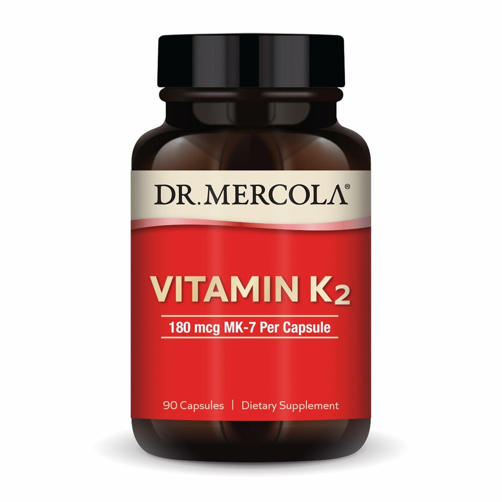 Dr. Mercola Vitamin K2-180 mcg Vitamin K2 as MK-7 - Supports Healthy Arterial Function & Heart Health - Non-GMO, Gluten-Free & Dairy-Free - 90 Capsules (90 Servings)