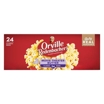 Orville Redenbachers Microwave Popcorn, Movie Theater Butter Flavor, 3g Fiber Per Serving, 3.29 oz., 24-Count