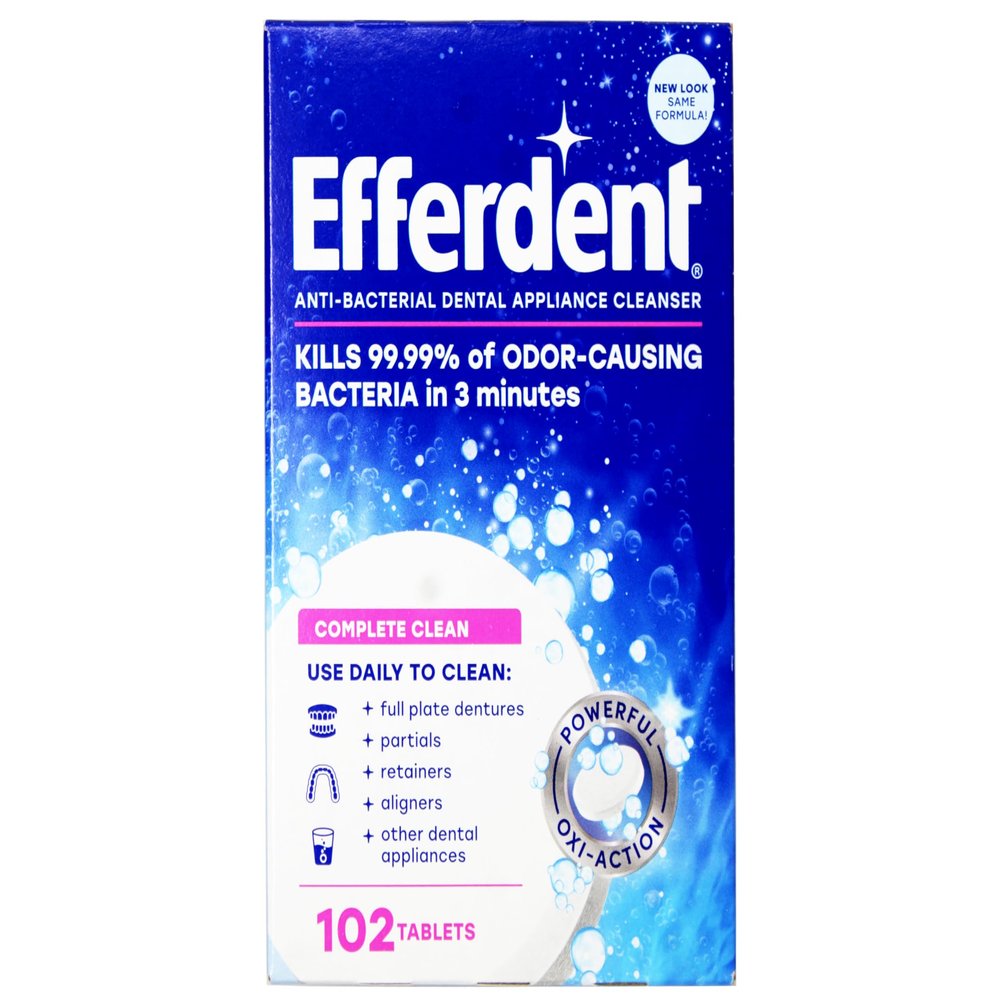 Efferdent Anti-Bacterial Dental Appliance Daily Cleanser, Complete Clean, 102 Tablets - 12 Pack