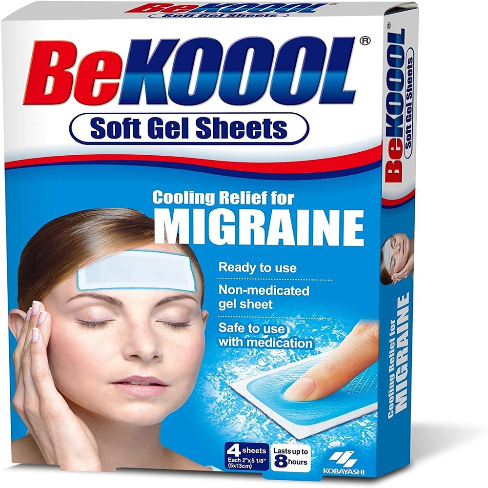 Be Koool Cooling Relief For Migraine Soft Gel Sheets 4 Each (Pack of 12)
