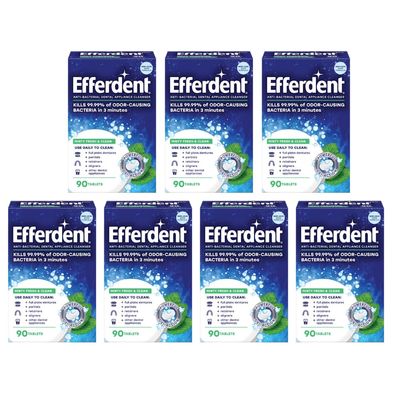 Efferdent Plus Mint Denture Cleanser Tablets 90 Ct (Pack of 7)