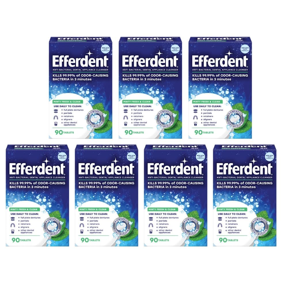 Efferdent Plus Mint Denture Cleanser Tablets 90 Ct (Pack of 7)