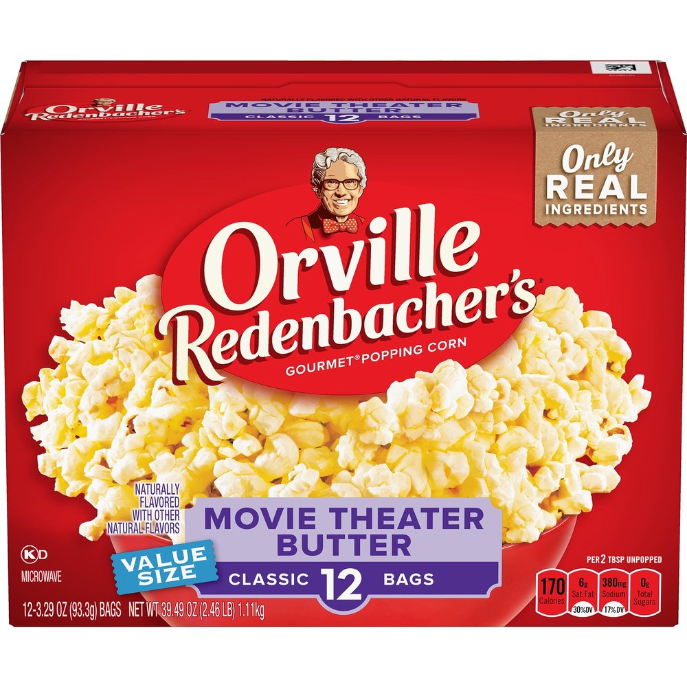 Orville Redenbacher's Microwave Popcorn, Movie Theater Butter Flavor, 3.29 oz., 12-Count