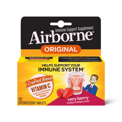 Airborne Very Berry Effervescent Tablets, 10 count - 1000mg of Vitamin C - Immune Support Supplement (Pack of 2)