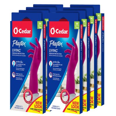 PLAYTEX Living Reuseable Rubber Cleaning Gloves (Medium, 8 Pairs), Premium Protection Reusable Household Gloves