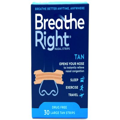 Breathe Right Nasal Strips Original Tan Large 30 Each (Pack of 12)
