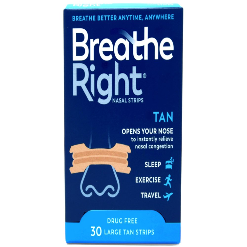 Breathe Right Nasal Strips Original Tan Large 30 Each (Pack of 12)