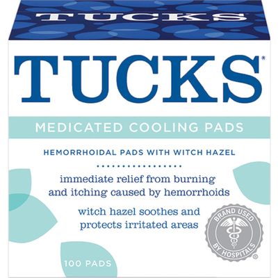 TUCKS Medicated Cooling Pads 100 Each (Pack of 6)