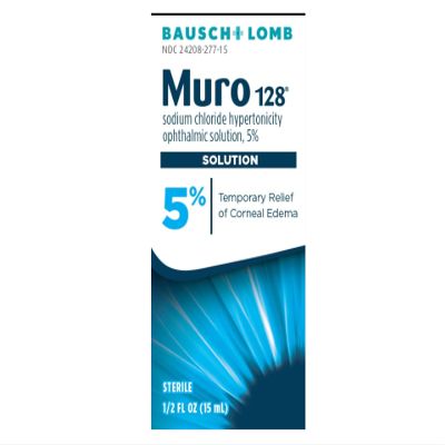 Muro 128 5% Sodium Chloride Hypertonicity Ophthalmic Solution, from Bausch + Lomb, 0.5 Fl Oz (Pack of 12)